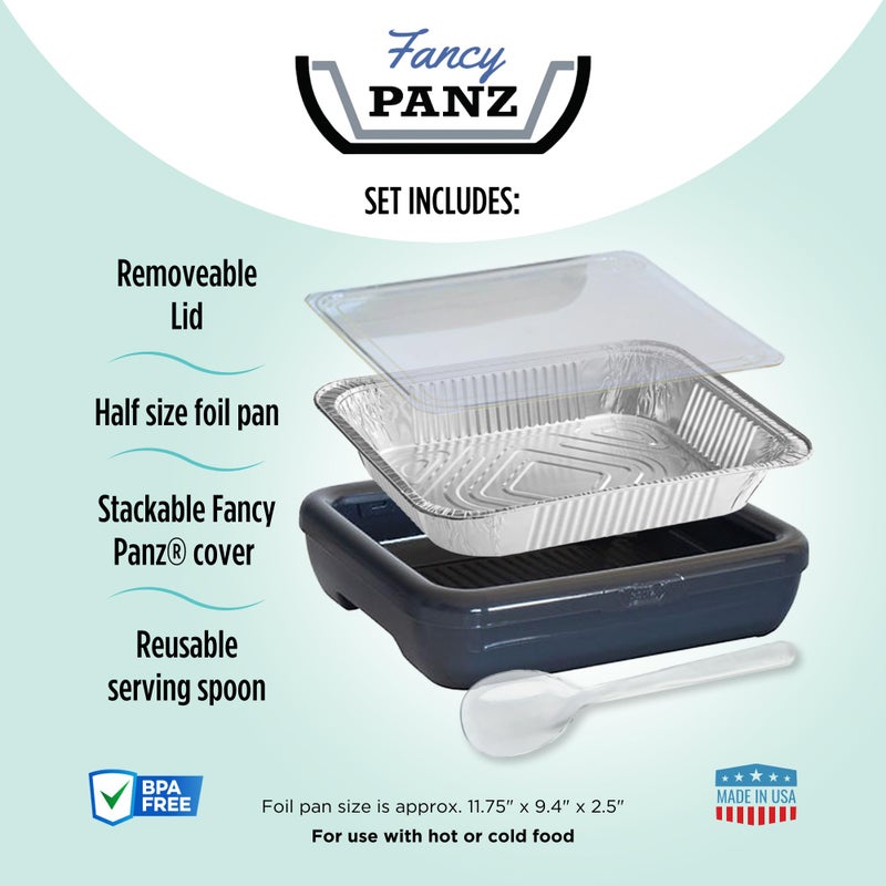 Fancy Panz Classic Pan  Dress Up & Protect Your Foil Pan  Made in USA  Fits Half Size Foil Pans. Hot or Cold Food. Stackable for easy travel. (Marble) - Image 3
